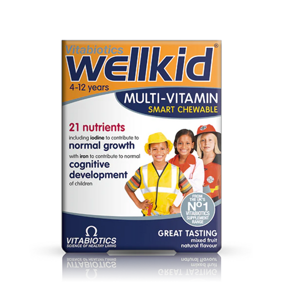 Wellkid Smart Chewable Tablet (30 เม็ดเคี้ยว) วิตามินรวม เสริมการเจริญเติบโตเต็ม max สำหรับเด็กวัย 4–12 ปี