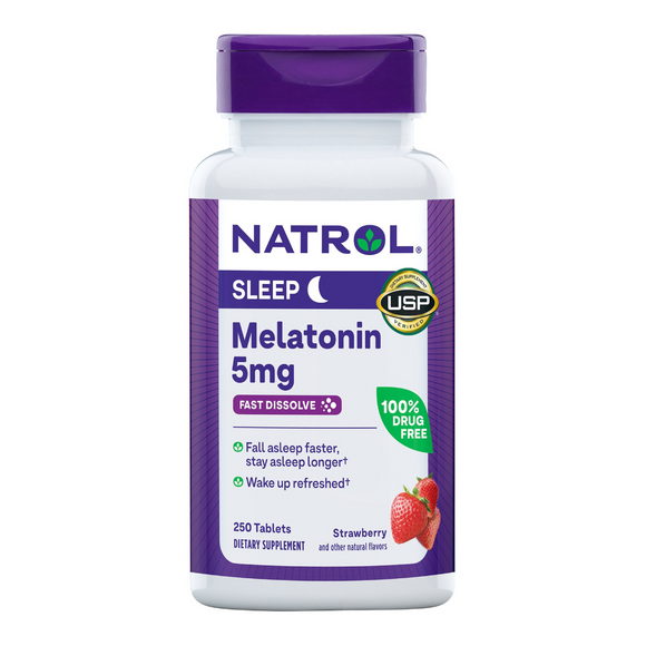 Natrol Melatonin 5 mg Fast Dissolve หลับง่าย ผ่อนคลายทันที ปรับวงจรการนอน