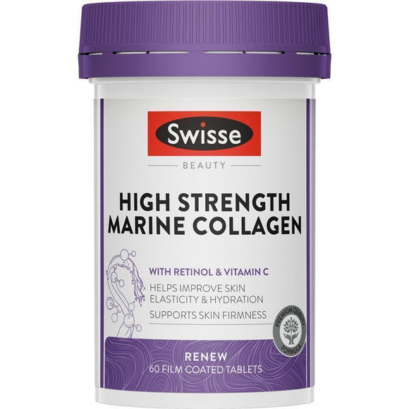 Swisse Beauty High Strength Collagen 60 เม็ด ฟื้นฟู กระชับผิวให้เต่งตึง ผิวเปล่งประกายและแข็งแรง
