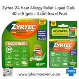 Zyrtec 24 Hour Allergy Relief Liquid Gels   40 soft gels + 3 เม็ด Travel Pack