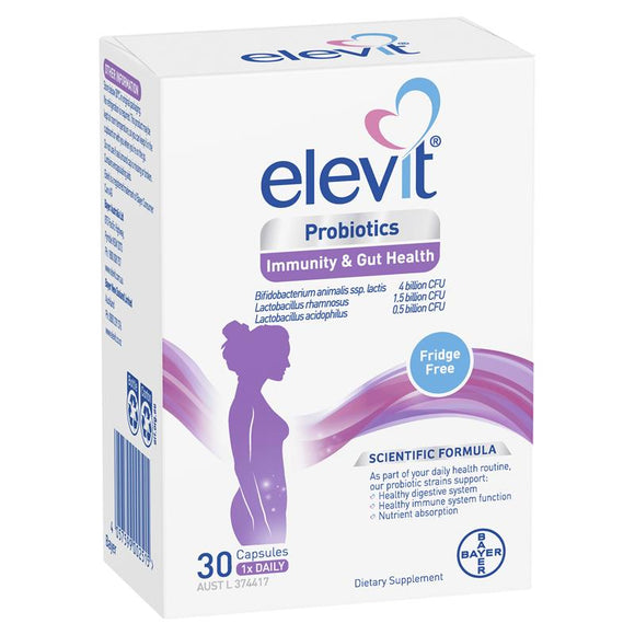 Elevit Probiotics Immunity & Gut Health 30 เม็ด ลดอาการท้องผูก ป้องกันภูมิแพ้แรกเกิดในเด็ก