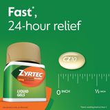 Zyrtec 24 Hour Allergy Relief Liquid Gels   40 soft gels + 3 เม็ด Travel Pack