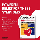 Coricidin HBP Maximum Strength Cold &amp; Flu Day &amp; Night Liquid Gels (Day 16 gels และ Night 8 gels)