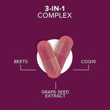 Qunol Blood Pressure Support – 3‑in‑1 Beets + CoQ10 + Grape Seed Extract ควบคุมความดันโลหิต บำรุงหัวใจ
