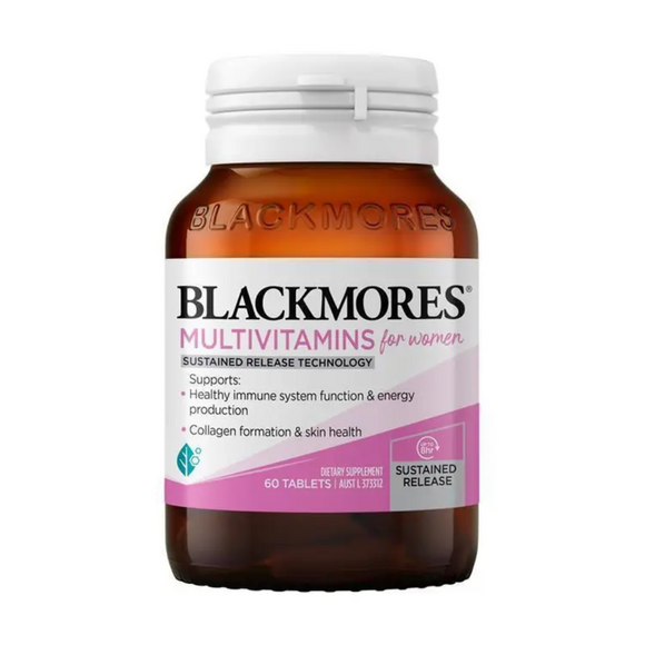 Blackmores Multivitamin For Women Sustained Release 60 เม็ด เสริมพลังงาน สร้างคอลลาเจน ดูแลระบบไทรอยด์และการทำงานของสมอง