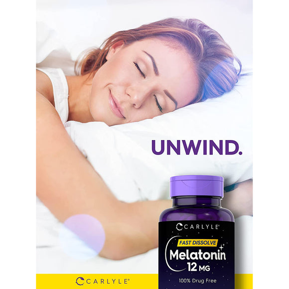 Carlyle Melatonin Extra Strength 12mg 300 เม็ด เมลาโทนินช่วยการนอนหลับอย่างปลอดภัย
