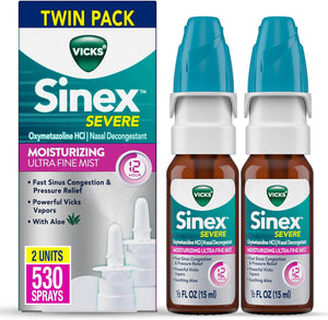 Vicks Sinex Severe Nasal Spray ลดอาการคัดจมูก จมูกตันอย่างหนัก จากภูมิแพ้ เป็นหวัดและไซนัส (2 ขวด)
