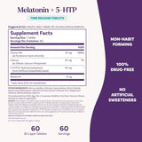 Natrol Melatonin + 5 HTP Advanced Sleep 60 เม็ด สูตรใหม่ หลับง่าย ยาวและผ่อนคลาย