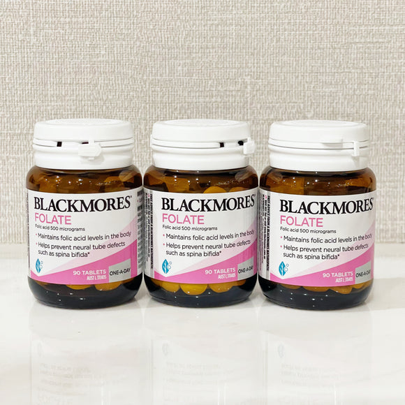 Blackmores Folate 500mg 90 เม็ด ลดความเสี่ยงการเกิดความพิการทางสมองในทารก ขาดโฟลิก เลือดจาง สร้างเม็ดเลือดแดง