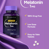 Carlyle Melatonin 1 mg | 300 Low Dose Tablets
