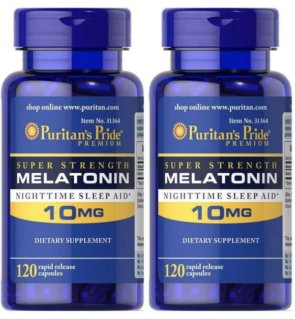 Puritan's Pride Super Strength Rapid Release Capsules Melatonin 10 Mg 120 Tablets