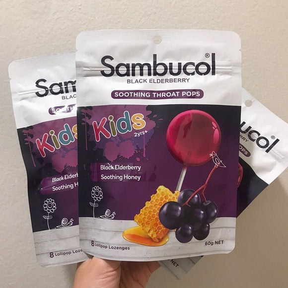 Sambucol Kids Soothing Throat Pops 8 Lolipops